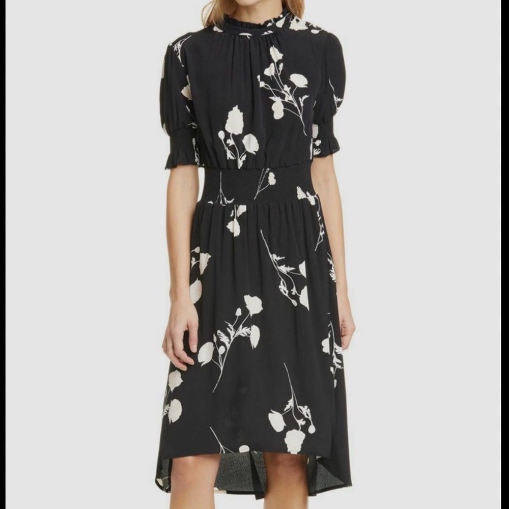 ba&sh Black and White Floral High Low Dress Dark Romantic - Picture 1 of 9